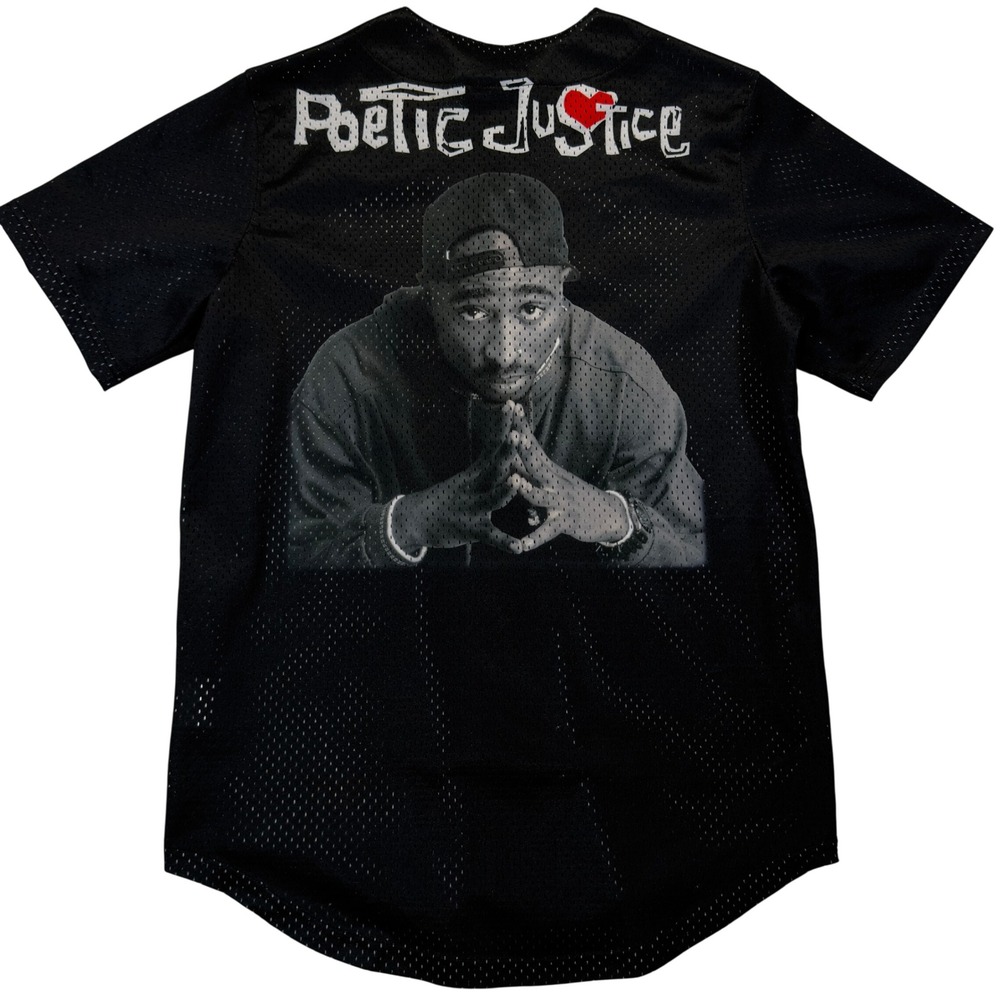 Tupac Poetic Justice Mens S Mesh Baseball Jersey Black Los Angeles 2Pac
